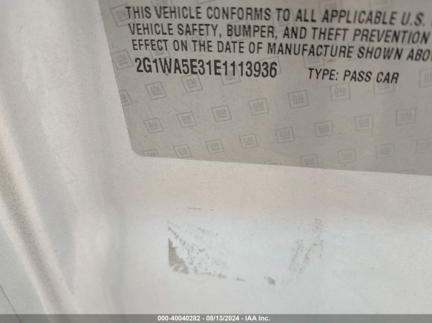 2014 Chevrolet Impala Limited Ls VIN: 2G1WA5E31E1113936 Lot: 40040282