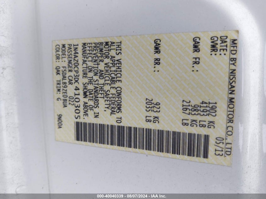 2013 NISSAN LEAF S/SV/SL - 1N4AZ0CP3DC410305