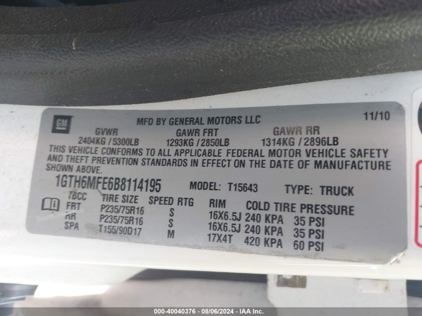 1GTH6MFE6B8114195 2011 GMC Canyon Sle1