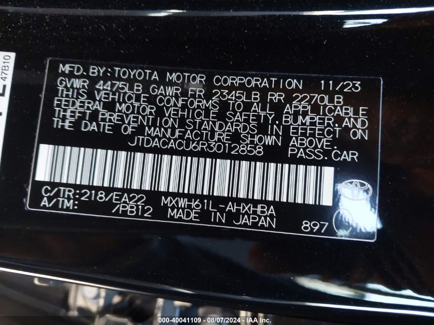 2024 TOYOTA PRIUS PRIME XSE PREMIUM - JTDACACU6R3012858