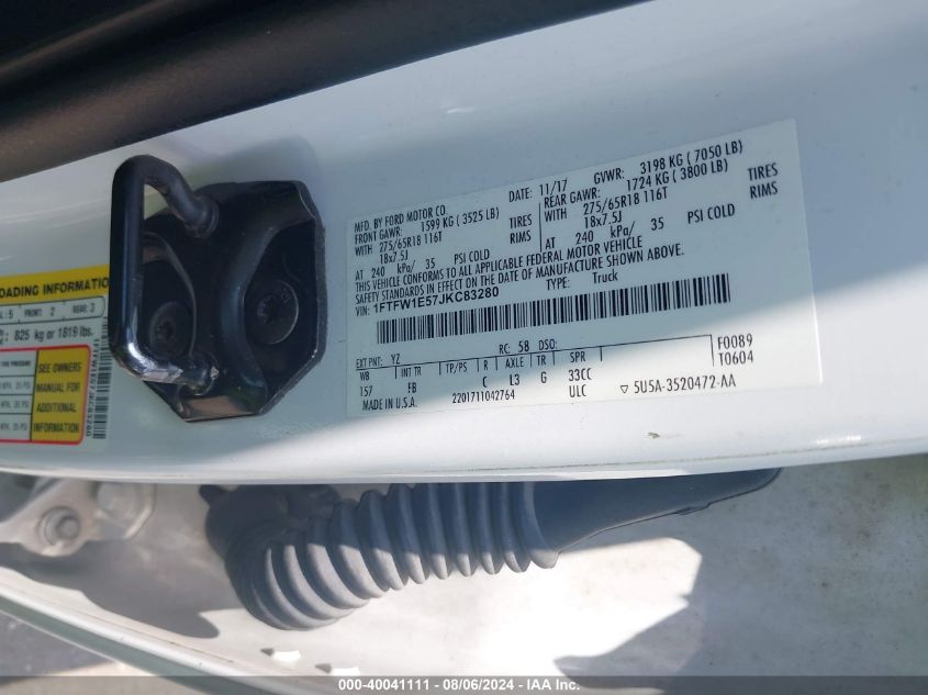 1FTFW1E57JKC83280 2018 Ford F-150 Xlt