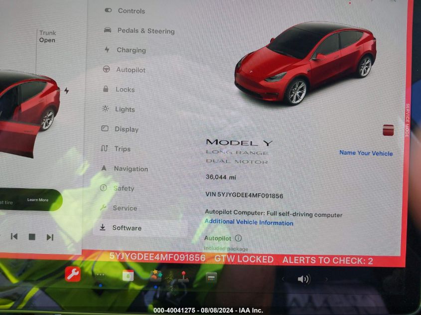 2021 TESLA MODEL Y LONG RANGE DUAL MOTOR ALL-WHEEL DRIVE - 5YJYGDEE4MF091856