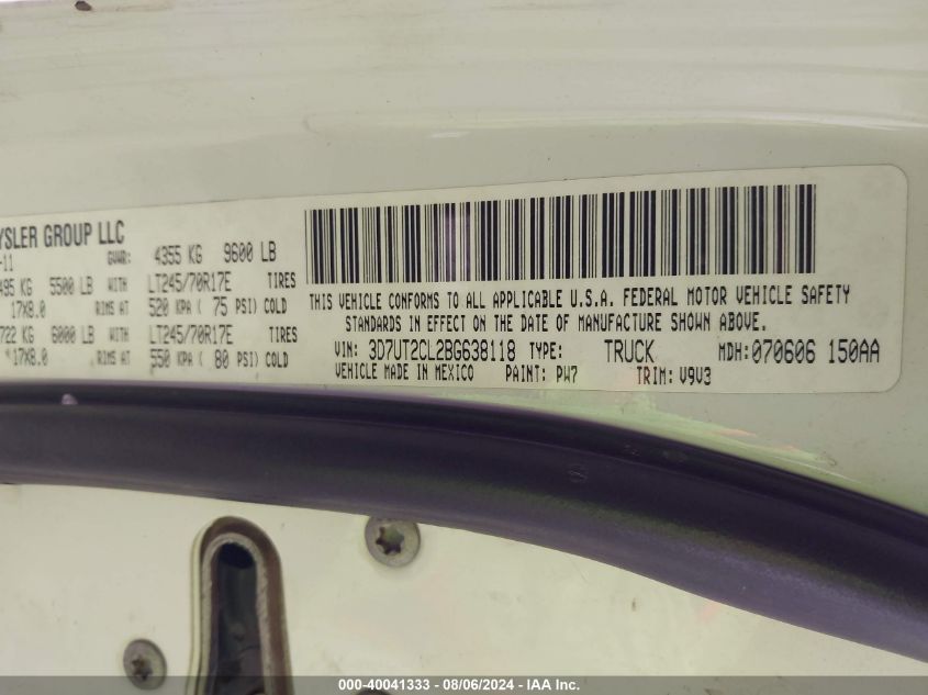 3D7UT2CL2BG638118 2011 Ram Ram 2500 St