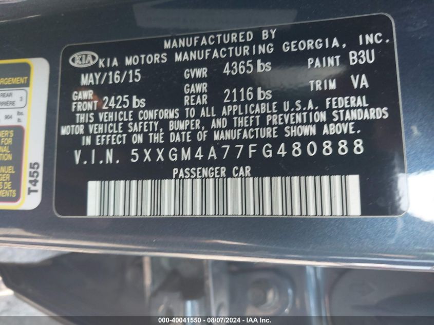 2015 KIA OPTIMA LX - 5XXGM4A77FG480888