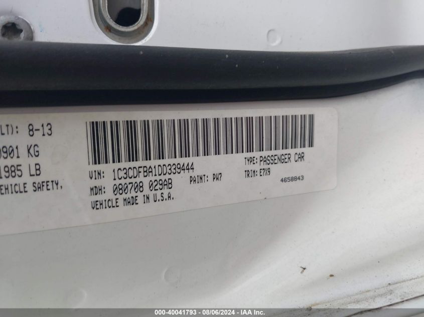 1C3CDFBA1DD339444 2013 Dodge Dart Sxt