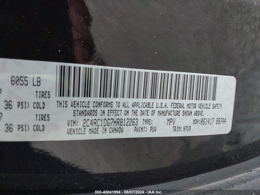 2017 CHRYSLER PACIFICA TOURING - 2C4RC1DG7HR812263