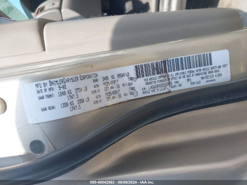 2003 Jeep Grand Cherokee Limited VIN: 1J4GW58N93C532029 Lot: 40042063