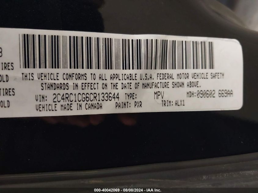 2012 Chrysler Town & Country Touring-L VIN: 2C4RC1CG6CR133644 Lot: 40042069
