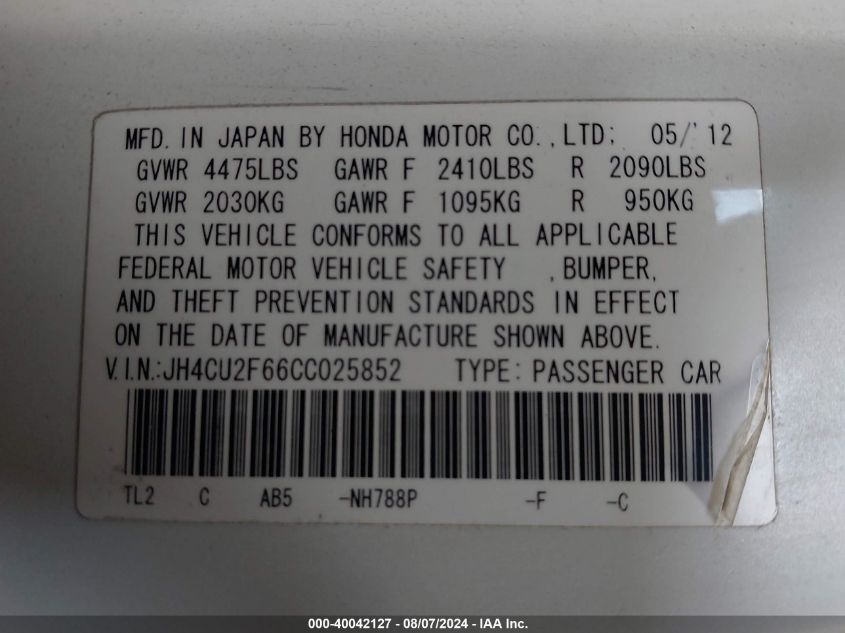 JH4CU2F66CC025852 2012 Acura Tsx 2.4