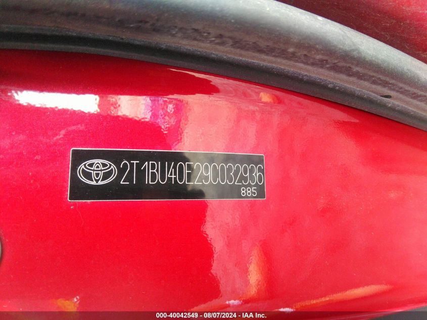 2009 Toyota Corolla S/Le/Xle VIN: 2T1BU40E29C032936 Lot: 40042549