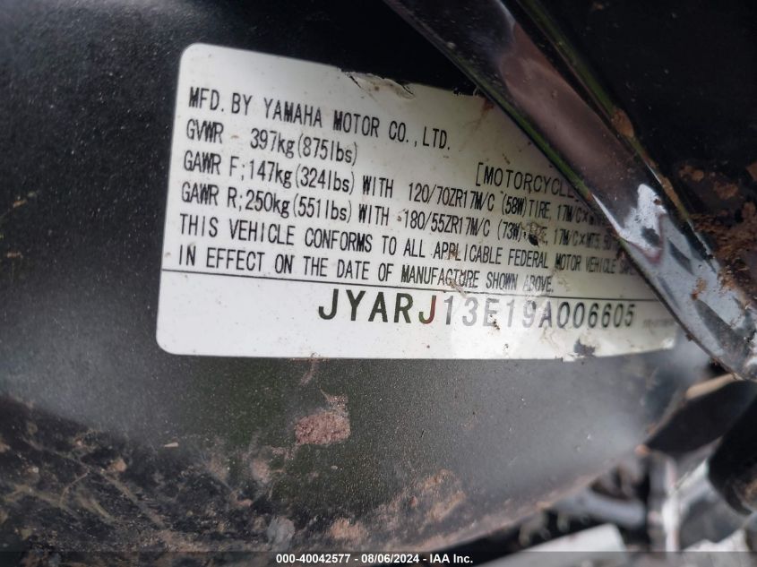 JYARJ13E19A006605 2009 Yamaha Fz6 Shg