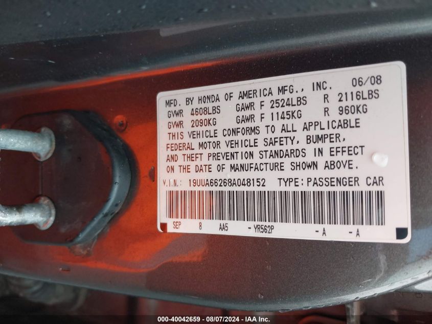 19UUA66268A048152 2008 Acura Tl 3.2