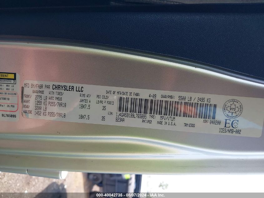 2009 Jeep Wrangler Unlimited Sahara VIN: 1J4GA59199L765895 Lot: 40042735