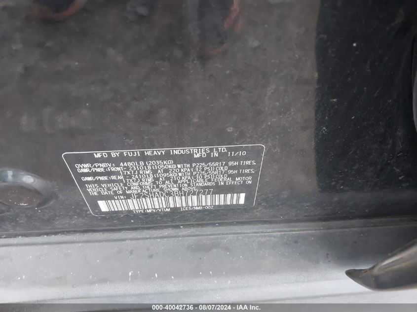 2011 Subaru Forester 2.5X Premium VIN: JF2SHADC3BH727277 Lot: 40042736