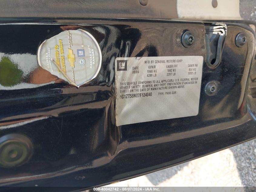 2007 Chevrolet Malibu Lt VIN: 1G1ZT58N07F124040 Lot: 40042742