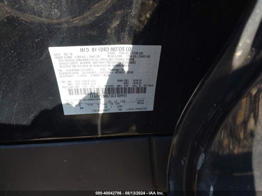 2018 FORD POLICE INTERCEPTOR - 1FAHP2MK7JG140941