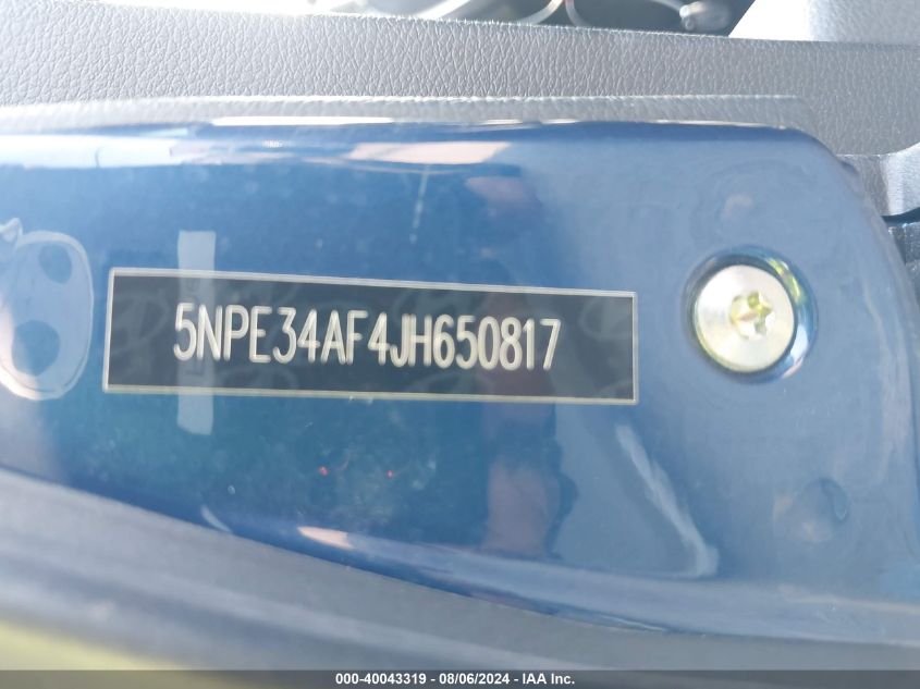 2018 Hyundai Sonata Sport VIN: 5NPE34AF4JH650817 Lot: 40043319