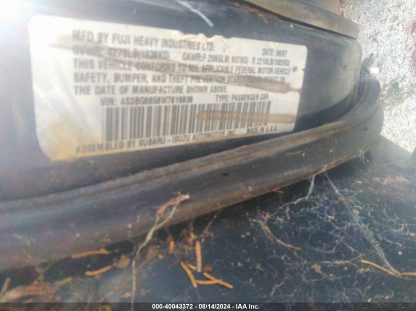 1998 Subaru Legacy Outback/Outback Limited/Outback Sport VIN: 4S3BG6858W7618836 Lot: 40043372