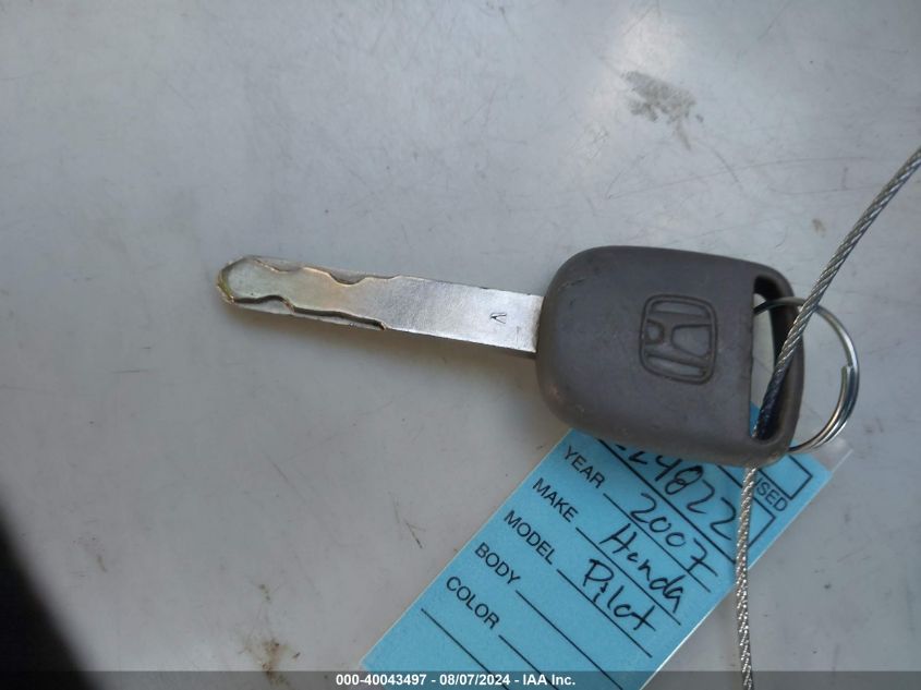 2007 Honda Pilot Ex VIN: 5FNYF28457B001807 Lot: 40043497