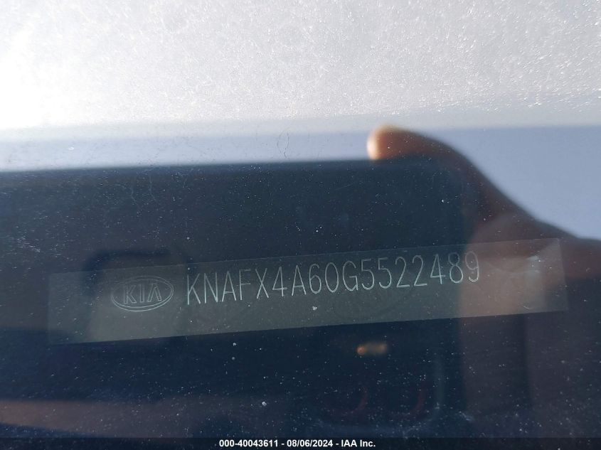 2016 Kia Forte Lx VIN: KNAFX4A60G5522489 Lot: 40043611