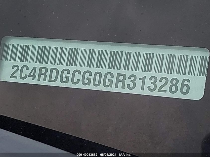 2016 Dodge Grand Caravan Sxt VIN: 2C4RDGCG0GR313286 Lot: 40043682