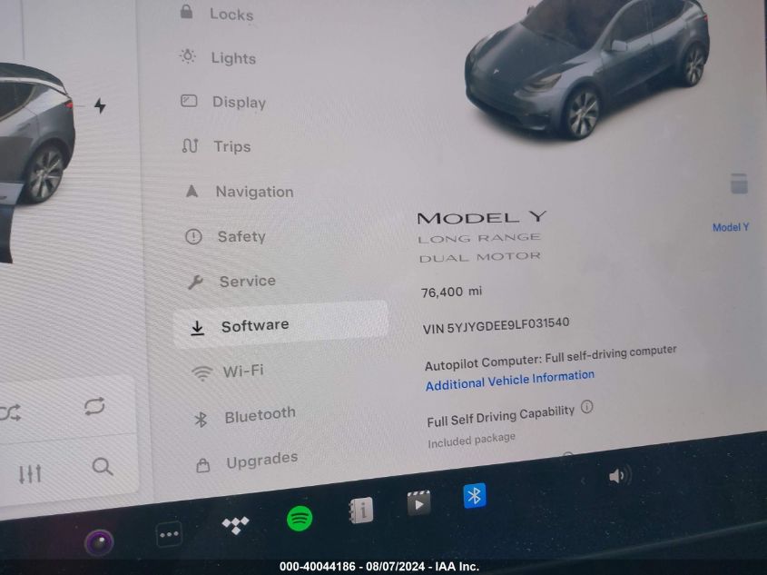 2020 Tesla Model Y Long Range Dual Motor All-Wheel Drive VIN: 5YJYGDEE9LF031540 Lot: 40044186