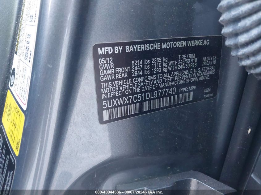 5UXWX7C51DL977740 2013 BMW X3 xDrive35I