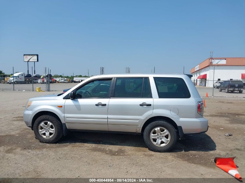 2007 Honda Pilot Lx VIN: 5FNYF28187B035021 Lot: 40044954