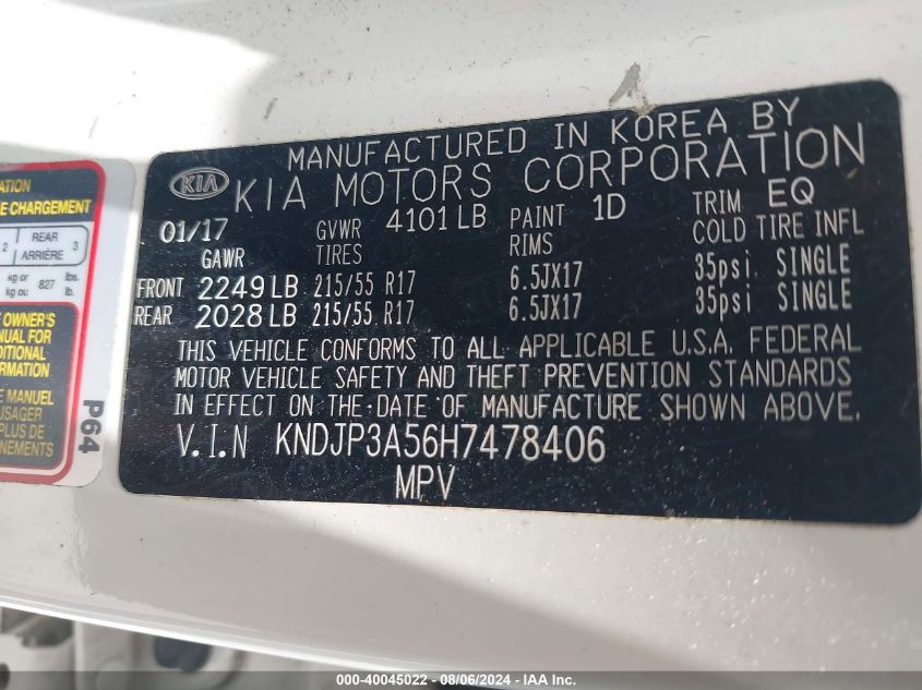 KNDJP3A56H7478406 2017 Kia Soul +