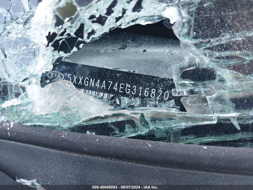 2014 Kia Optima Ex VIN: 5XXGN4A74EG316820 Lot: 40045093