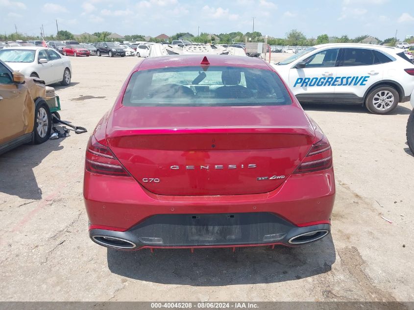 2023 Genesis G70 3.3T Awd VIN: KMTG54TE3PU122712 Lot: 40045208