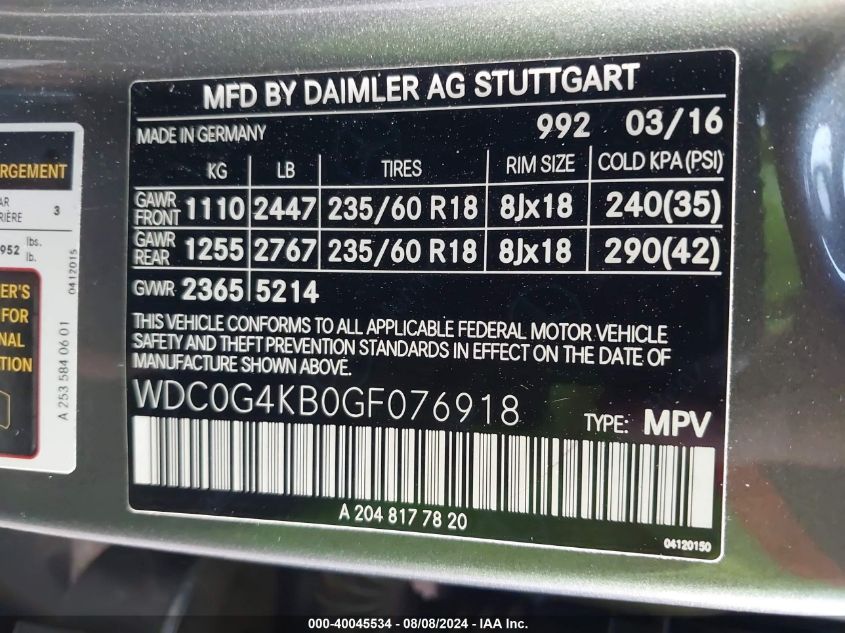 WDC0G4KB0GF076918 2016 Mercedes-Benz Glc 300 4Matic