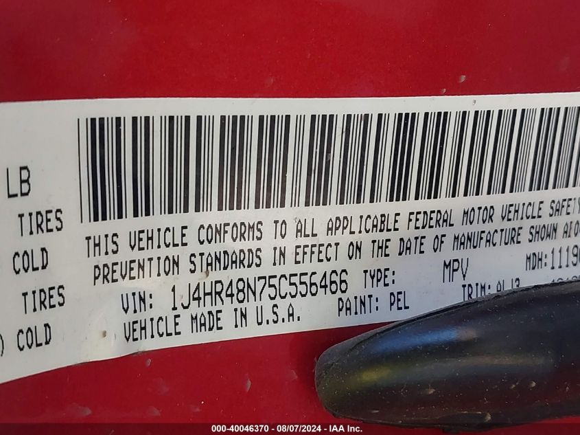 2005 Jeep Grand Cherokee Laredo VIN: 1J4HR48N75C556466 Lot: 40046370