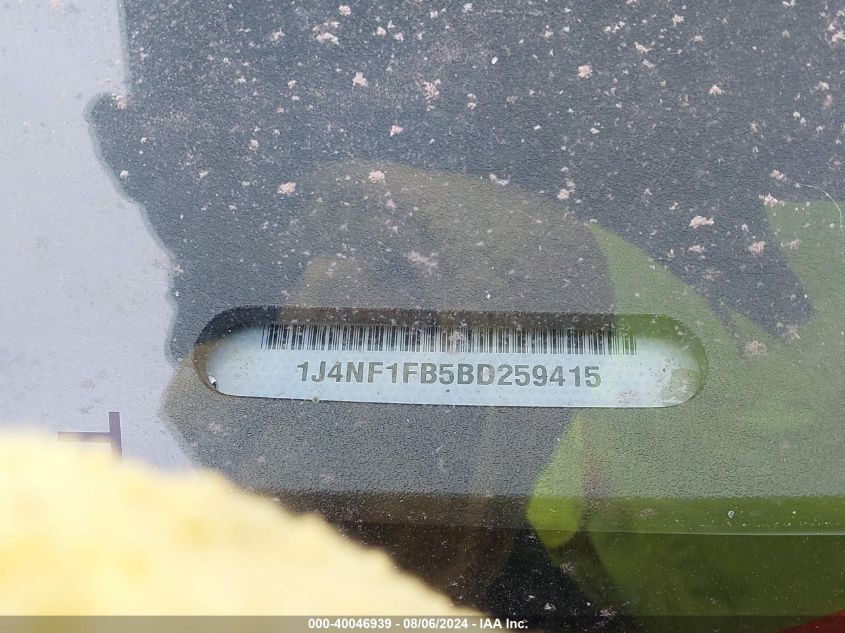 2011 Jeep Compass VIN: 1J4NF1FB5BD259415 Lot: 40046939