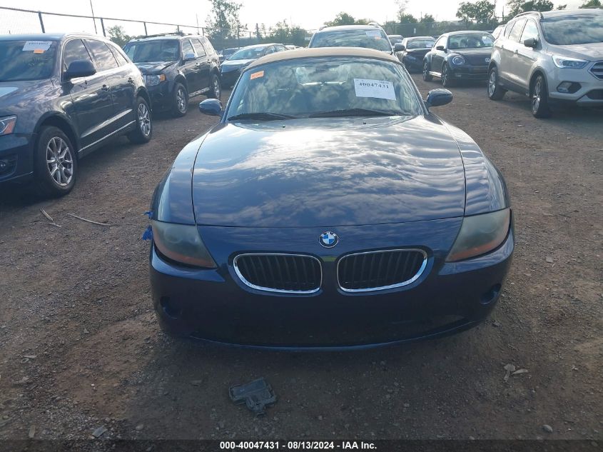 2004 BMW Z4 2.5I VIN: 4USBT335X4LR68033 Lot: 40047431