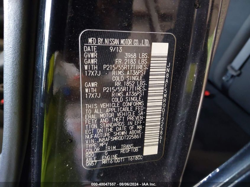 JN8AF5MR0DT225861 2013 Nissan Juke Nismo/S/Sl/Sv