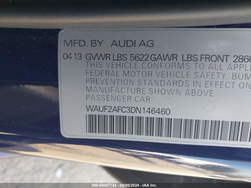 2013 Audi S6 4.0T Prestige VIN: WAUF2AFC3DN146460 Lot: 40047734