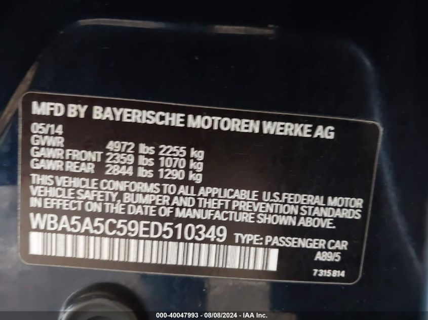 WBA5A5C59ED510349 2014 BMW 528I