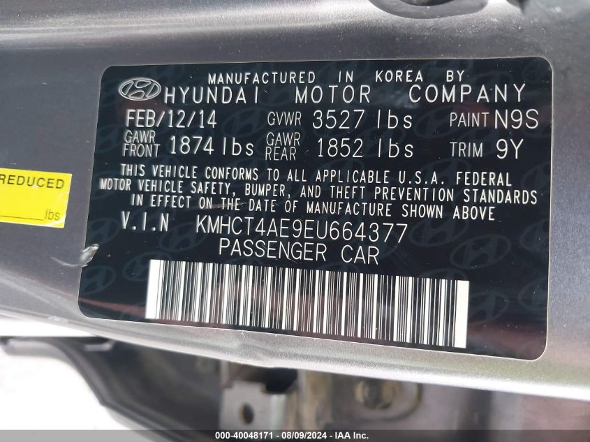 KMHCT4AE9EU664377 2014 Hyundai Accent Gls