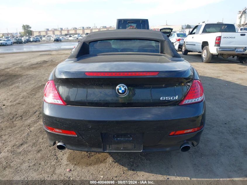 2008 BMW 650I VIN: WBAEB53538CX63741 Lot: 40048698