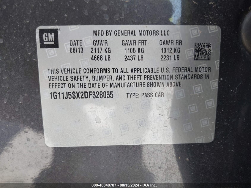 2013 CHEVROLET MALIBU 2LZ - 1G11J5SX2DF328055