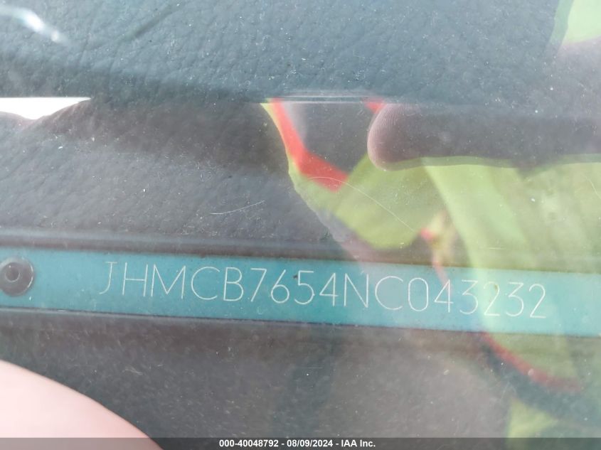 1992 Honda Accord Lx/Ex VIN: JHMCB7654NC043232 Lot: 40048792