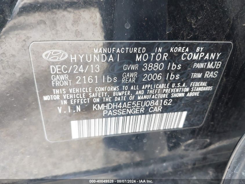 2014 Hyundai Elantra Se VIN: KMHDH4AE5EU084162 Lot: 40049528
