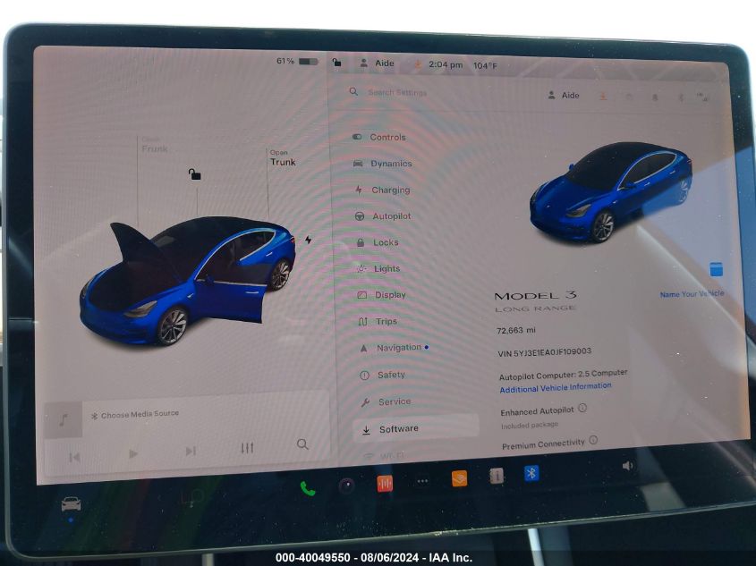 2018 Tesla Model 3 Long Range/Mid Range VIN: 5YJ3E1EA0JF109003 Lot: 40049550