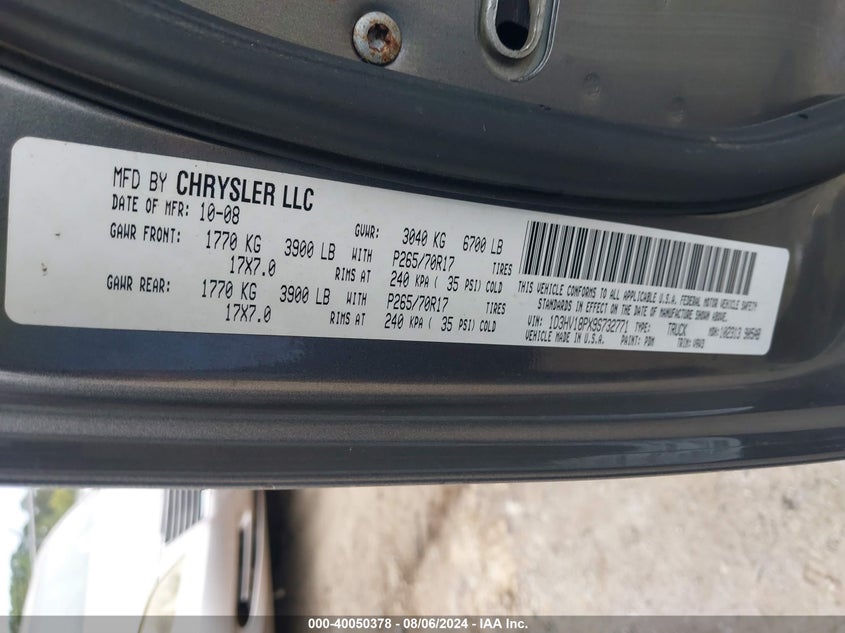 2009 Dodge Ram 1500 St VIN: 1D3HV18PX9S732771 Lot: 40050378