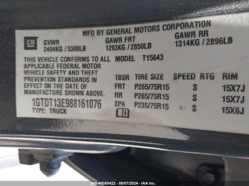 1GTDT13E988161076 2008 GMC Canyon Sle2