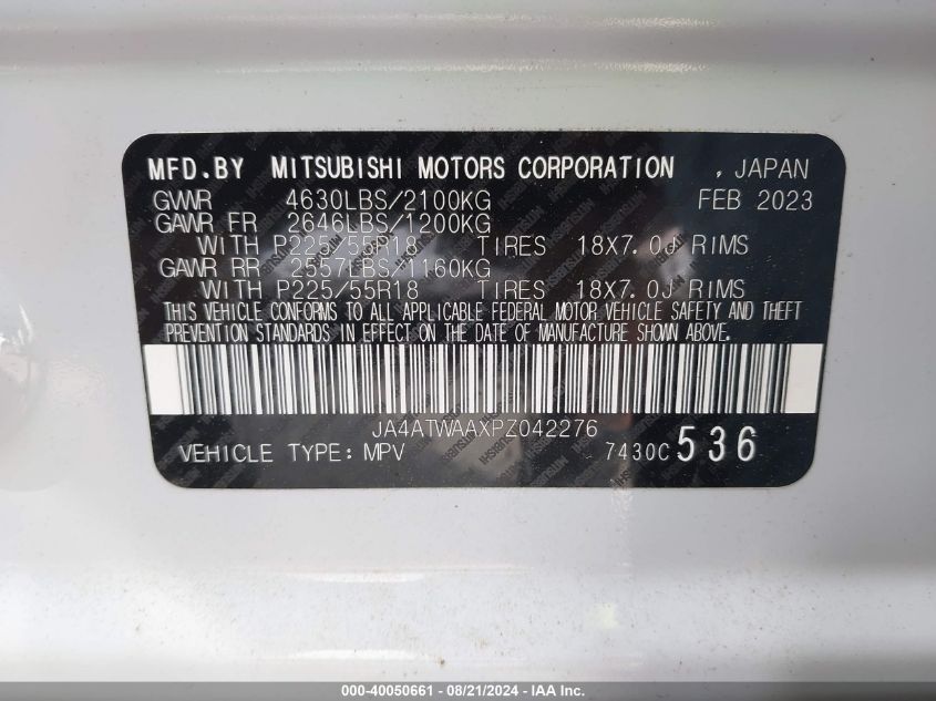 JA4ATWAAXPZ042276 2023 Mitsubishi Eclipse Cross Se S-Awc