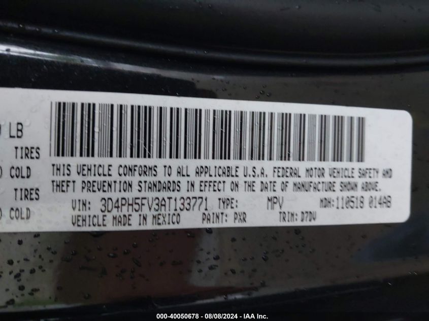 2010 Dodge Journey Sxt VIN: 3D4PH5FV3AT133771 Lot: 40050678