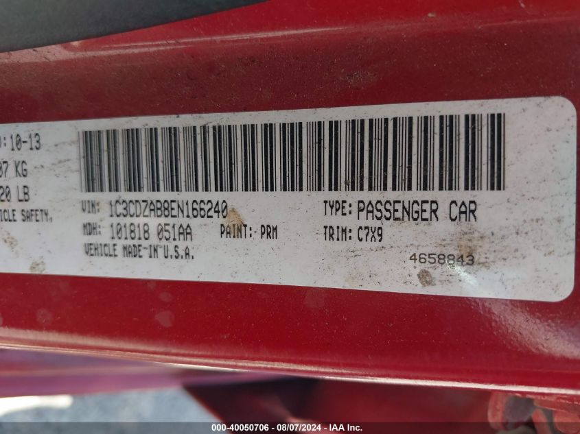 2014 DODGE AVENGER SE - 1C3CDZAB8EN166240