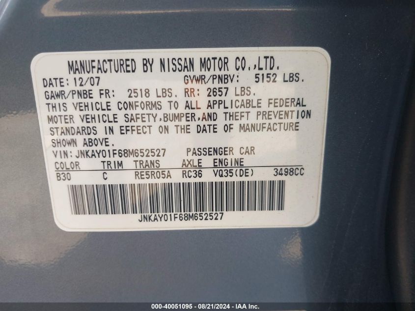 JNKAY01F68M652527 2008 Infiniti M35 Sport